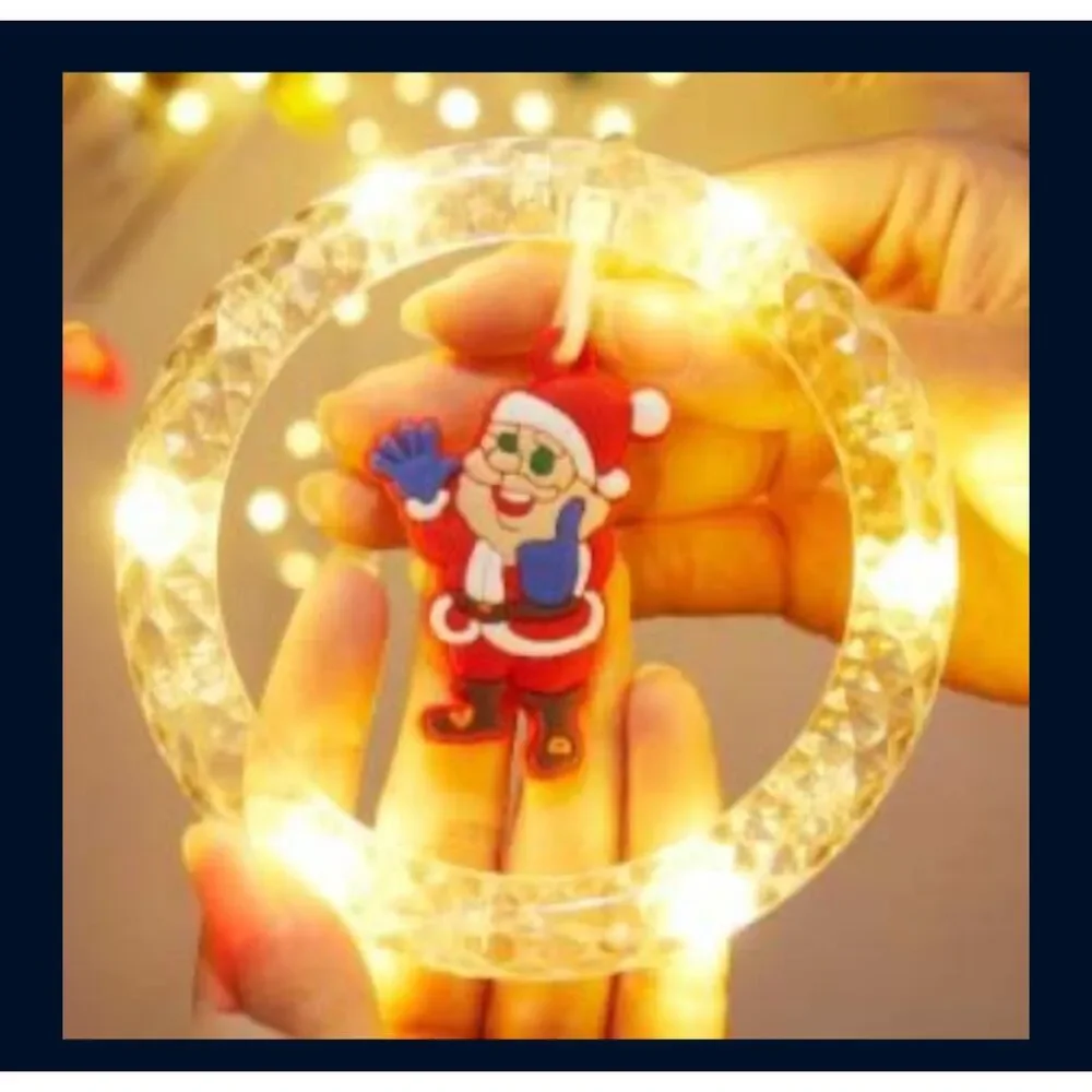 Window Lights Christmas Decor Ring Lights with Ornament LED Curtain Lights USB